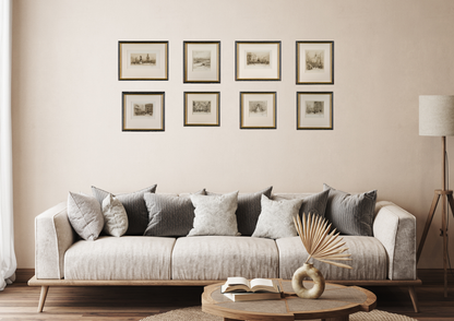 Collection of 8 pencil signed etchings of various locations