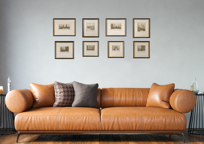 Collection of 8 pencil signed etchings of various locations