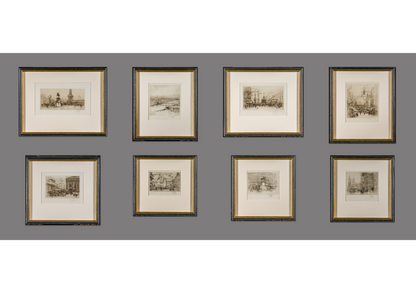 Collection of 8 pencil signed etchings of various locations
