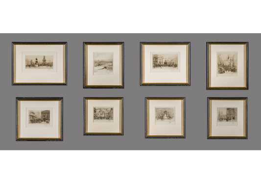 Collection of 8 pencil signed etchings of various locations