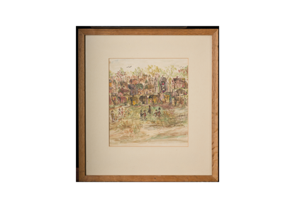 Urban Village Landscape with Trees and Figures