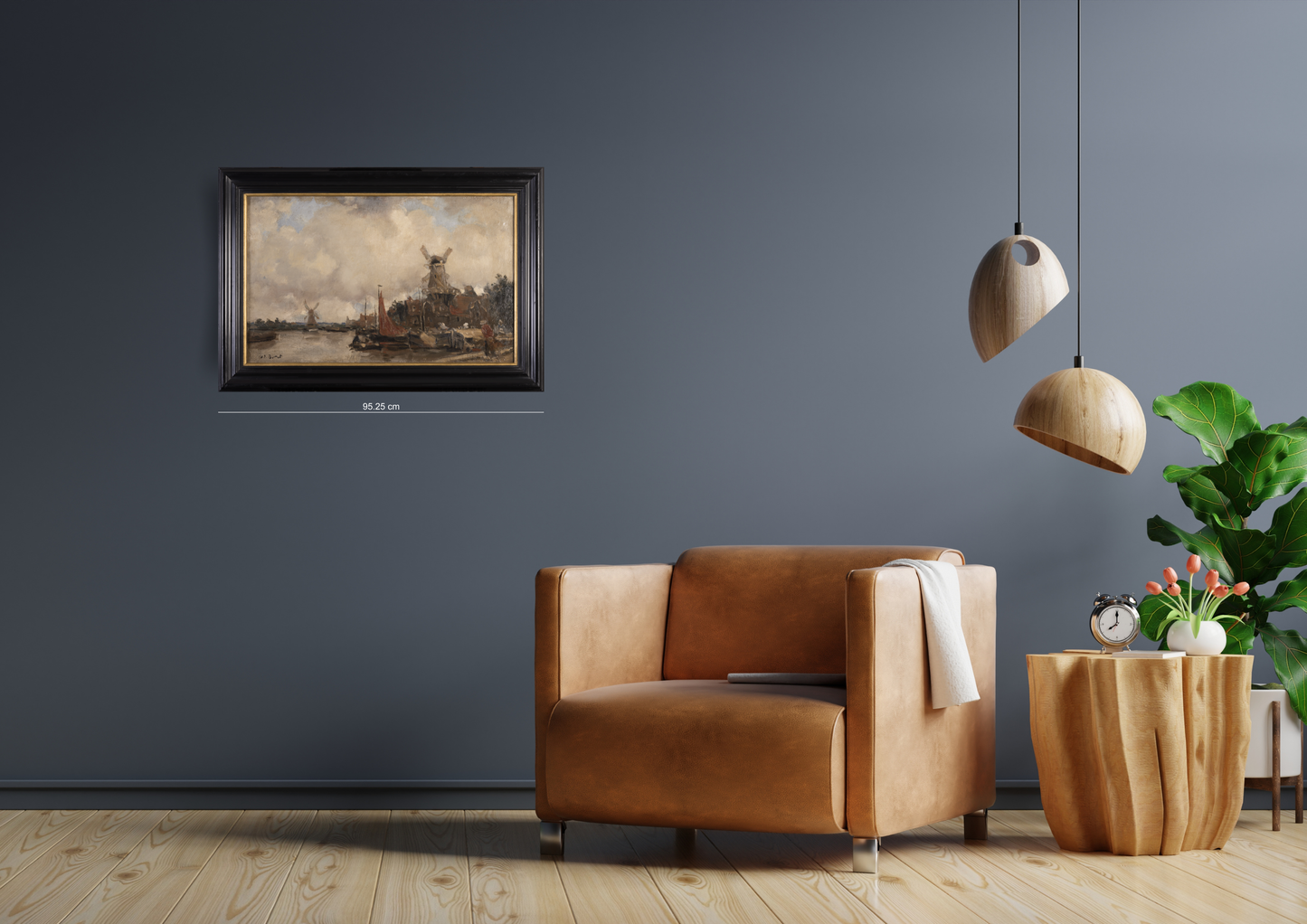 Dutch Canal Landscape with Windmills