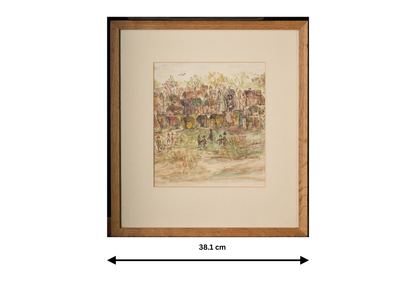 Urban Village Landscape with Trees and Figures