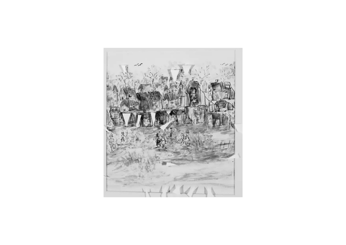 Urban Village Landscape with Trees and Figures
