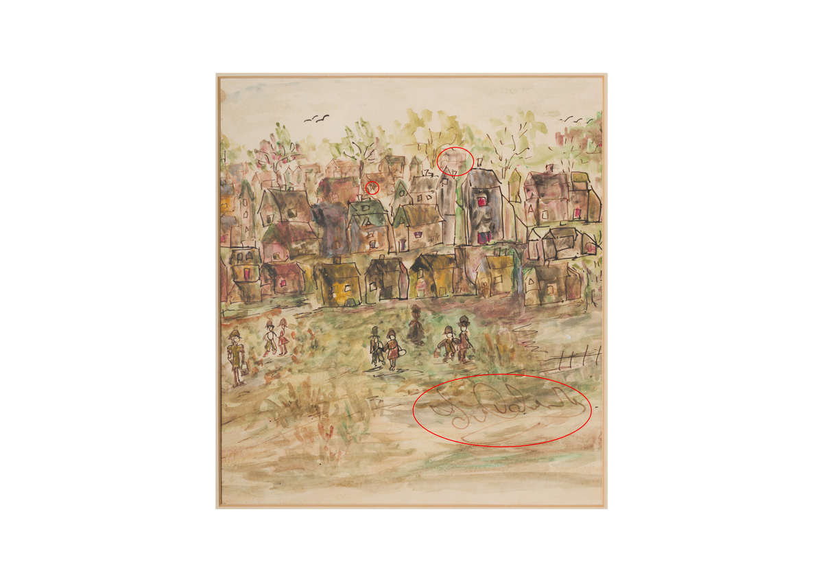 Urban Village Landscape with Trees and Figures