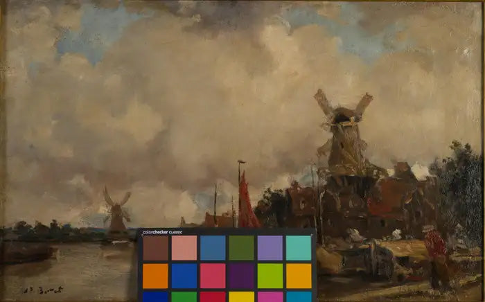 Dutch Canal Landscape with Windmills