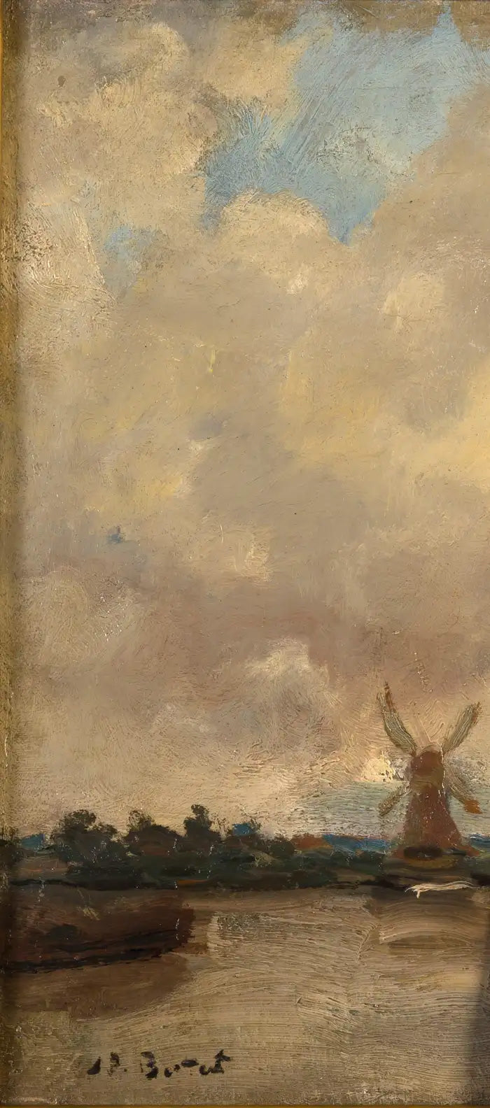 Dutch Canal Landscape with Windmills