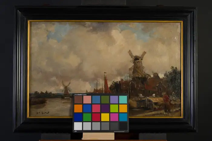Dutch Canal Landscape with Windmills