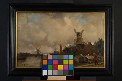 Dutch Canal Landscape with Windmills