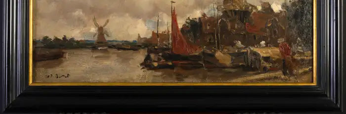 Dutch Canal Landscape with Windmills