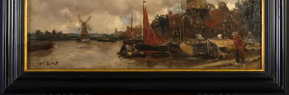 Dutch Canal Landscape with Windmills